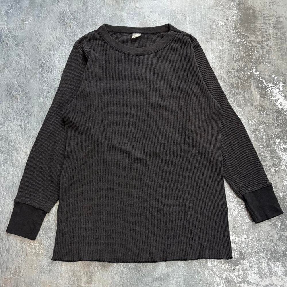 Vintage Charcoal Grey Long Sleeve Thermal Shirt. Base Layer. Size Medium